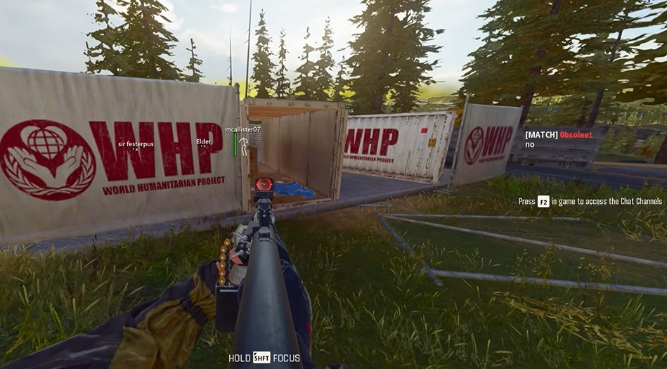 Warzone skeleton ESP on enemy behind cover with LMG aim-down-sights